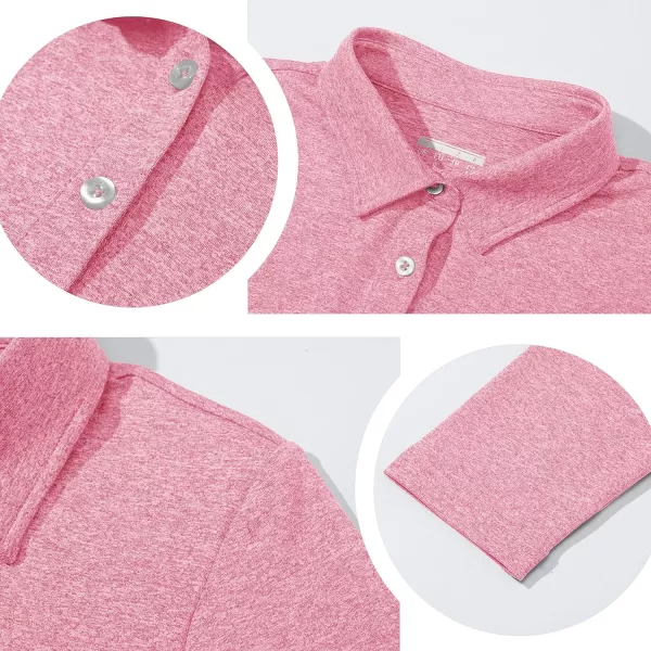TACVASEN Women's Polo Shirt Long Sleeve Quick Dry UPF 50+ Sun Protection Shirts for Golf Athletic Hiking Running Work