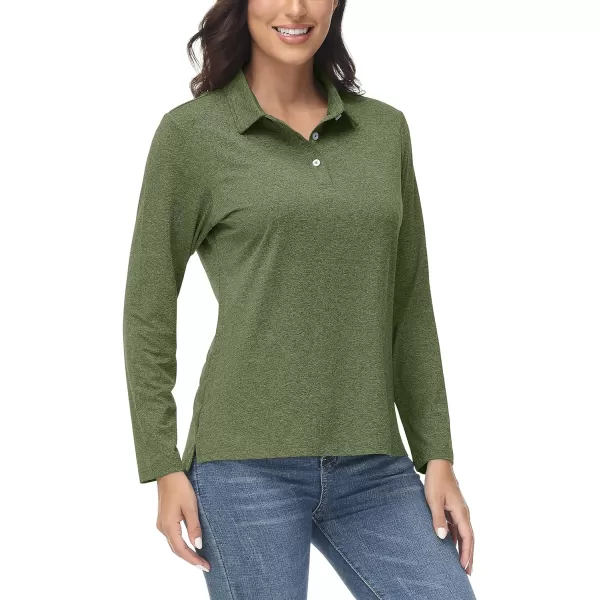 TACVASEN Women's Polo Shirt Long Sleeve Quick Dry UPF 50+ Sun Protection Shirts for Golf Athletic Hiking Running Work
