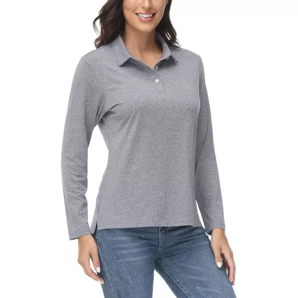 TACVASEN Women's Polo Shirt Long Sleeve Quick Dry UPF 50+ Sun Protection Shirts for Golf Athletic Hiking Running Work
