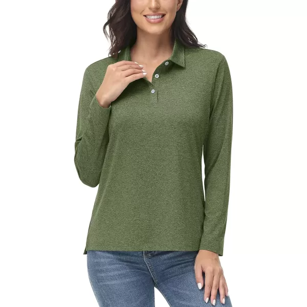 TACVASEN Women's Polo Shirt Long Sleeve Quick Dry UPF 50+ Sun Protection Shirts for Golf Athletic Hiking Running Work