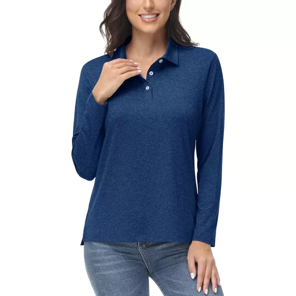 TACVASEN Women's Polo Shirt Long Sleeve Quick Dry UPF 50+ Sun Protection Shirts for Golf Athletic Hiking Running Work