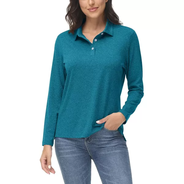 TACVASEN Women's Polo Shirt Long Sleeve Quick Dry UPF 50+ Sun Protection Shirts for Golf Athletic Hiking Running Work