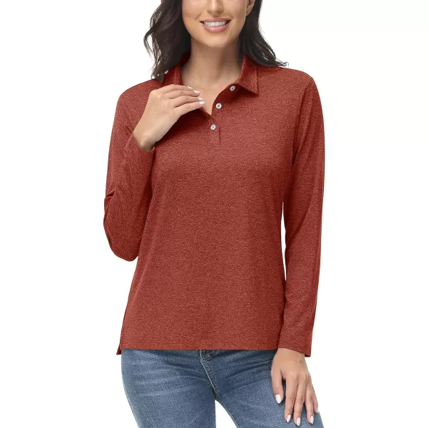 TACVASEN Women's Polo Shirt Long Sleeve Quick Dry UPF 50+ Sun Protection Shirts for Golf Athletic Hiking Running Work