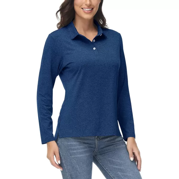 TACVASEN Women's Polo Shirt Long Sleeve Quick Dry UPF 50+ Sun Protection Shirts for Golf Athletic Hiking Running Work