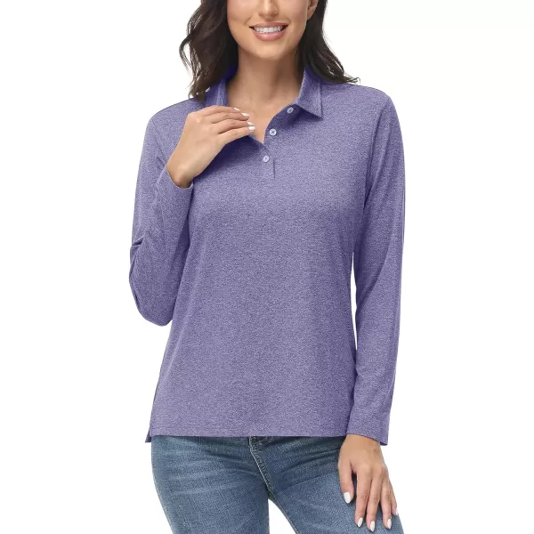 TACVASEN Women's Polo Shirt Long Sleeve Quick Dry UPF 50+ Sun Protection Shirts for Golf Athletic Hiking Running Work