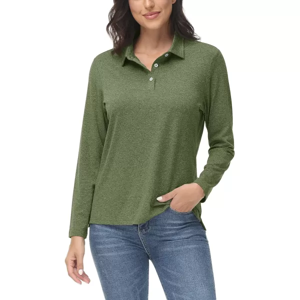 TACVASEN Women's Polo Shirt Long Sleeve Quick Dry UPF 50+ Sun Protection Shirts for Golf Athletic Hiking Running Work