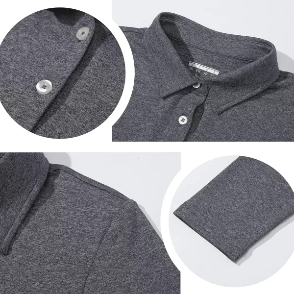 TACVASEN Women's Polo Shirt Long Sleeve Quick Dry UPF 50+ Sun Protection Shirts for Golf Athletic Hiking Running Work
