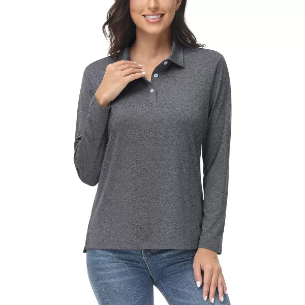 TACVASEN Women's Polo Shirt Long Sleeve Quick Dry UPF 50+ Sun Protection Shirts for Golf Athletic Hiking Running Work