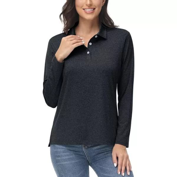 TACVASEN Women's Polo Shirt Long Sleeve Quick Dry UPF 50+ Sun Protection Shirts for Golf Athletic Hiking Running Work