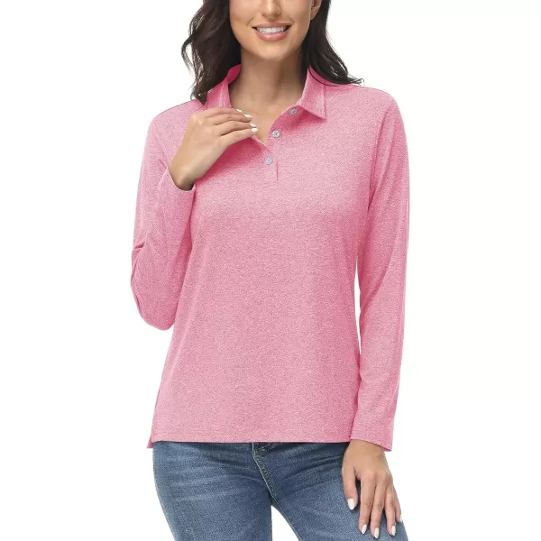 TACVASEN Women's Polo Shirt Long Sleeve Quick Dry UPF 50+ Sun Protection Shirts for Golf Athletic Hiking Running Work