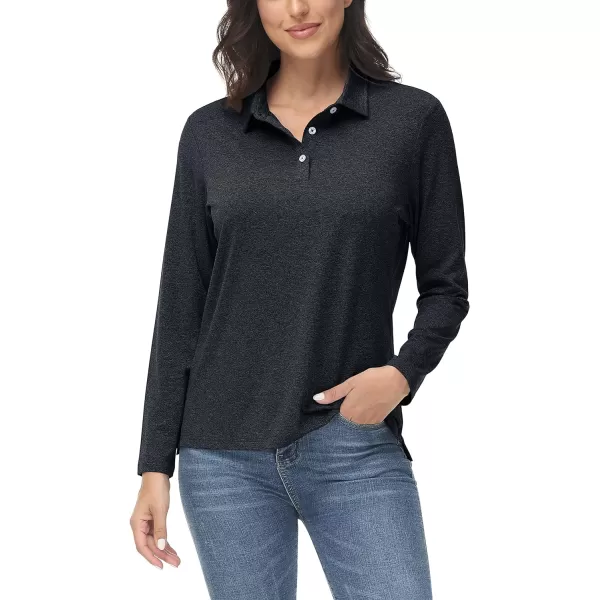 TACVASEN Women's Polo Shirt Long Sleeve Quick Dry UPF 50+ Sun Protection Shirts for Golf Athletic Hiking Running Work