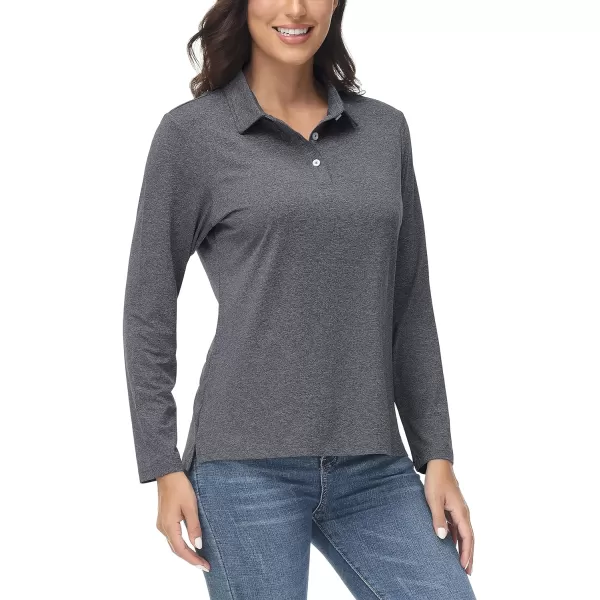 TACVASEN Women's Polo Shirt Long Sleeve Quick Dry UPF 50+ Sun Protection Shirts for Golf Athletic Hiking Running Work