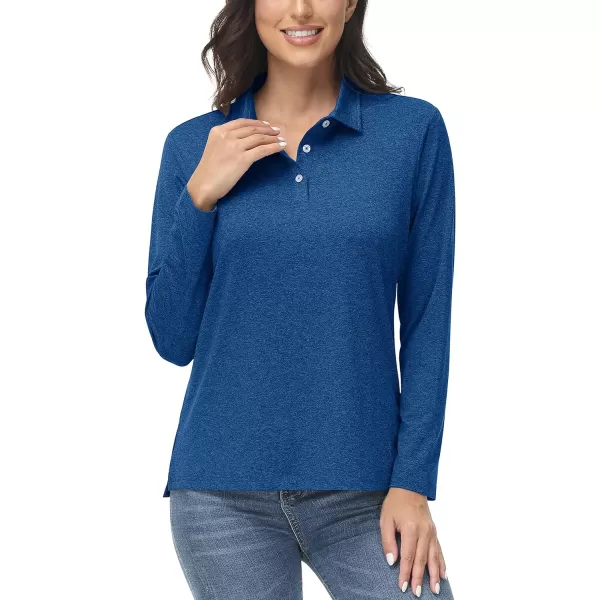 TACVASEN Women's Polo Shirt Long Sleeve Quick Dry UPF 50+ Sun Protection Shirts for Golf Athletic Hiking Running Work