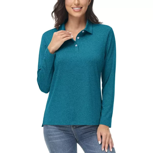 TACVASEN Women's Polo Shirt Long Sleeve Quick Dry UPF 50+ Sun Protection Shirts for Golf Athletic Hiking Running Work