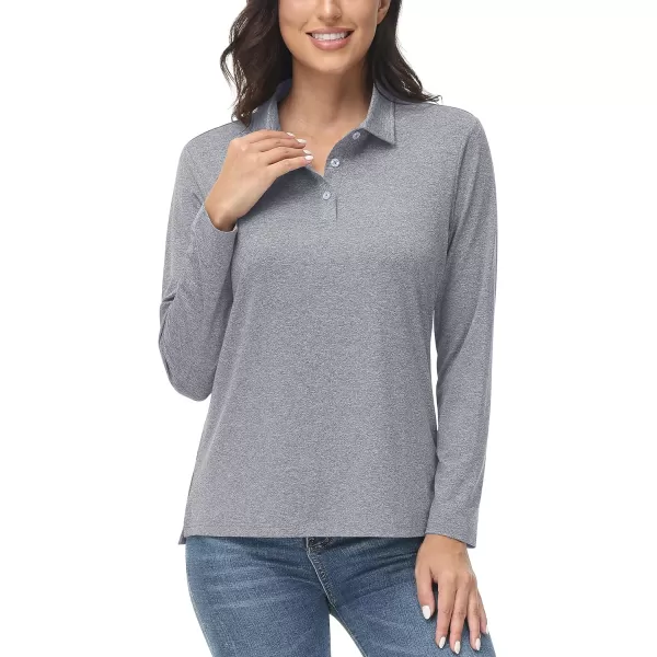 TACVASEN Women's Polo Shirt Long Sleeve Quick Dry UPF 50+ Sun Protection Shirts for Golf Athletic Hiking Running Work