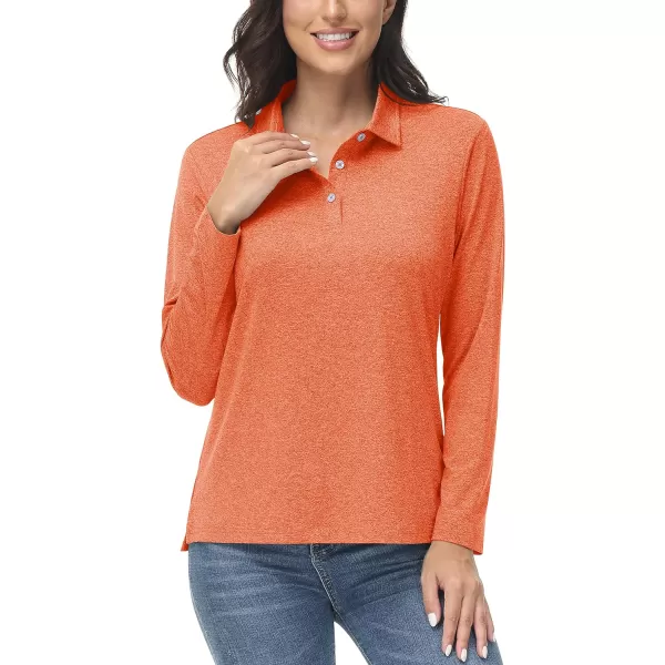 TACVASEN Women's Polo Shirt Long Sleeve Quick Dry UPF 50+ Sun Protection Shirts for Golf Athletic Hiking Running Work