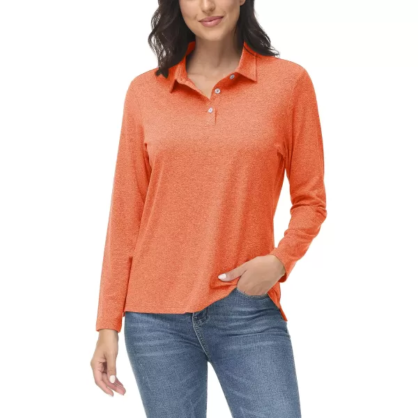 TACVASEN Women's Polo Shirt Long Sleeve Quick Dry UPF 50+ Sun Protection Shirts for Golf Athletic Hiking Running Work