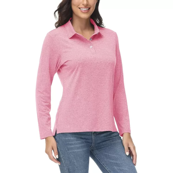 TACVASEN Women's Polo Shirt Long Sleeve Quick Dry UPF 50+ Sun Protection Shirts for Golf Athletic Hiking Running Work
