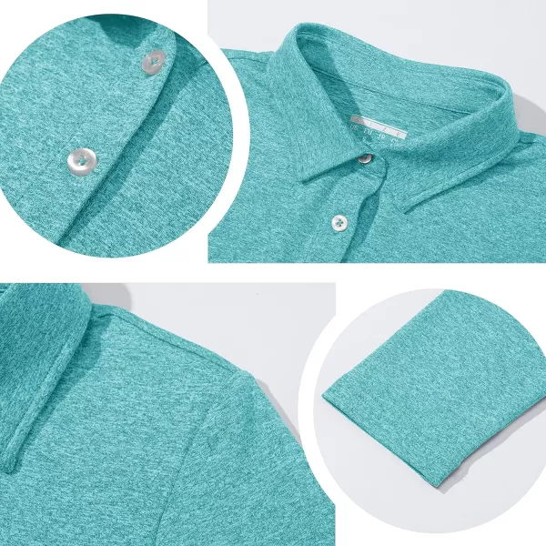 TACVASEN Women's Polo Shirt Long Sleeve Quick Dry UPF 50+ Sun Protection Shirts for Golf Athletic Hiking Running Work