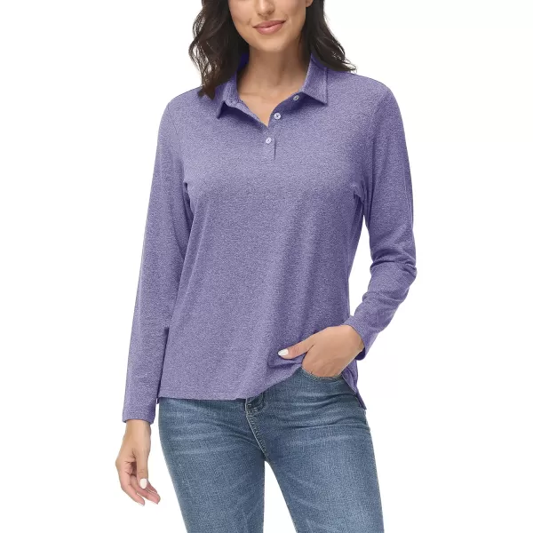 TACVASEN Women's Polo Shirt Long Sleeve Quick Dry UPF 50+ Sun Protection Shirts for Golf Athletic Hiking Running Work