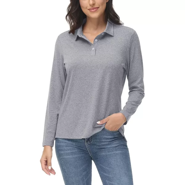 TACVASEN Women's Polo Shirt Long Sleeve Quick Dry UPF 50+ Sun Protection Shirts for Golf Athletic Hiking Running Work