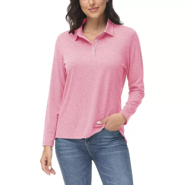 TACVASEN Women's Polo Shirt Long Sleeve Quick Dry UPF 50+ Sun Protection Shirts for Golf Athletic Hiking Running Work