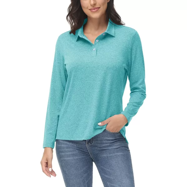 TACVASEN Women's Polo Shirt Long Sleeve Quick Dry UPF 50+ Sun Protection Shirts for Golf Athletic Hiking Running Work