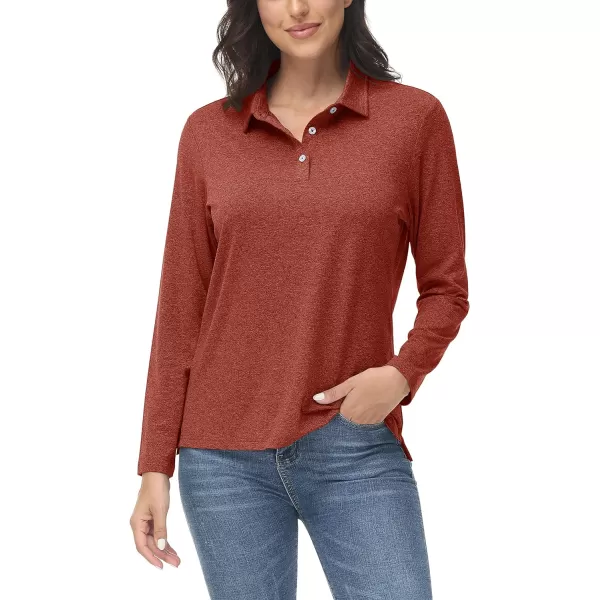 TACVASEN Women's Polo Shirt Long Sleeve Quick Dry UPF 50+ Sun Protection Shirts for Golf Athletic Hiking Running Work