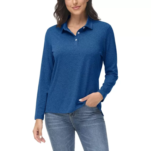 TACVASEN Women's Polo Shirt Long Sleeve Quick Dry UPF 50+ Sun Protection Shirts for Golf Athletic Hiking Running Work