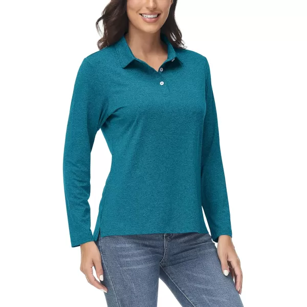 TACVASEN Women's Polo Shirt Long Sleeve Quick Dry UPF 50+ Sun Protection Shirts for Golf Athletic Hiking Running Work