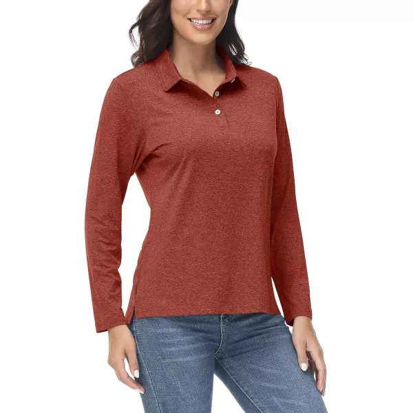 TACVASEN Women's Polo Shirt Long Sleeve Quick Dry UPF 50+ Sun Protection Shirts for Golf Athletic Hiking Running Work