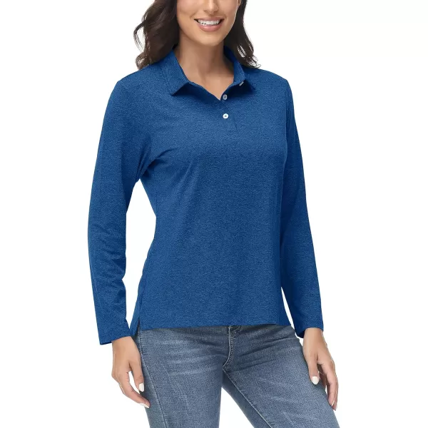 TACVASEN Women's Polo Shirt Long Sleeve Quick Dry UPF 50+ Sun Protection Shirts for Golf Athletic Hiking Running Work