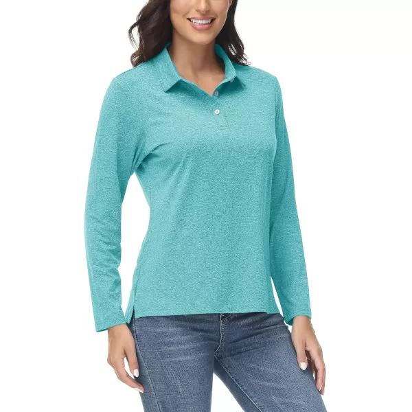 TACVASEN Women's Polo Shirt Long Sleeve Quick Dry UPF 50+ Sun Protection Shirts for Golf Athletic Hiking Running Work
