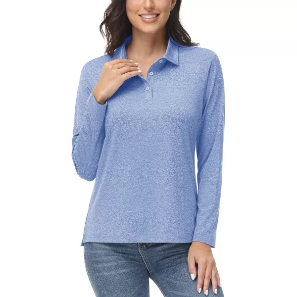TACVASEN Women's Polo Shirt Long Sleeve Quick Dry UPF 50+ Sun Protection Shirts for Golf Athletic Hiking Running Work