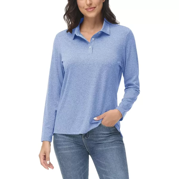 TACVASEN Women's Polo Shirt Long Sleeve Quick Dry UPF 50+ Sun Protection Shirts for Golf Athletic Hiking Running Work