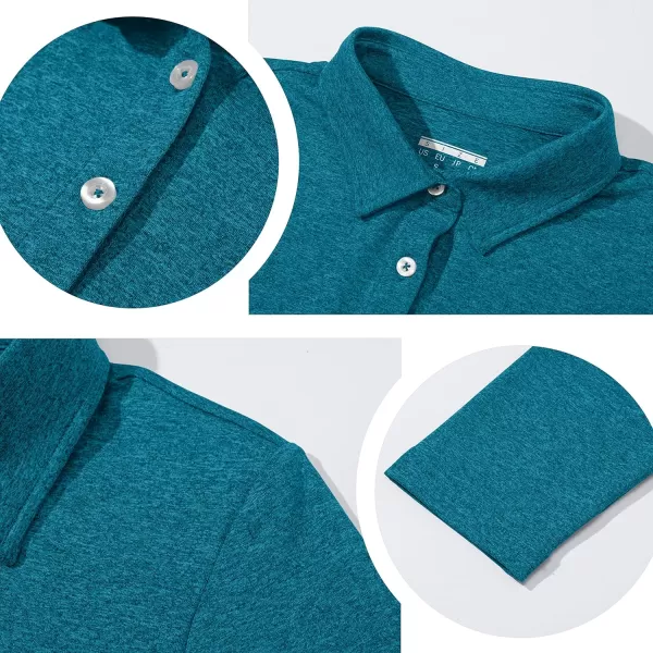 TACVASEN Women's Polo Shirt Long Sleeve Quick Dry UPF 50+ Sun Protection Shirts for Golf Athletic Hiking Running Work