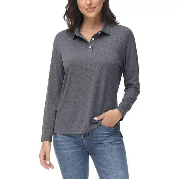 TACVASEN Women's Polo Shirt Long Sleeve Quick Dry UPF 50+ Sun Protection Shirts for Golf Athletic Hiking Running Work
