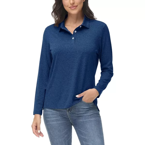 TACVASEN Women's Polo Shirt Long Sleeve Quick Dry UPF 50+ Sun Protection Shirts for Golf Athletic Hiking Running Work
