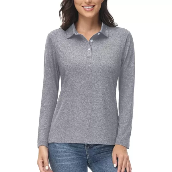 TACVASEN Women's Polo Shirt Long Sleeve Quick Dry UPF 50+ Sun Protection Shirts for Golf Athletic Hiking Running Work