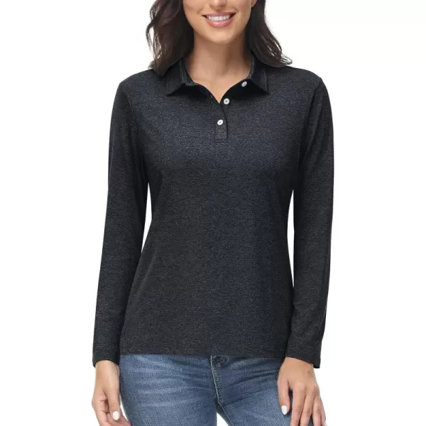 TACVASEN Women's Polo Shirt Long Sleeve Quick Dry UPF 50+ Sun Protection Shirts for Golf Athletic Hiking Running Work