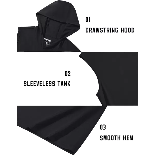 TACVASEN Men's Workout Hooded Tank Tops Sleeveless Gym Muscle Hoodies Sleeveless Lightweight Summer T Shirts