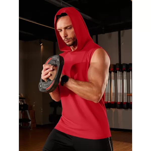 TACVASEN Men's Workout Hooded Tank Tops Sleeveless Gym Muscle Hoodies Sleeveless Lightweight Summer T Shirts