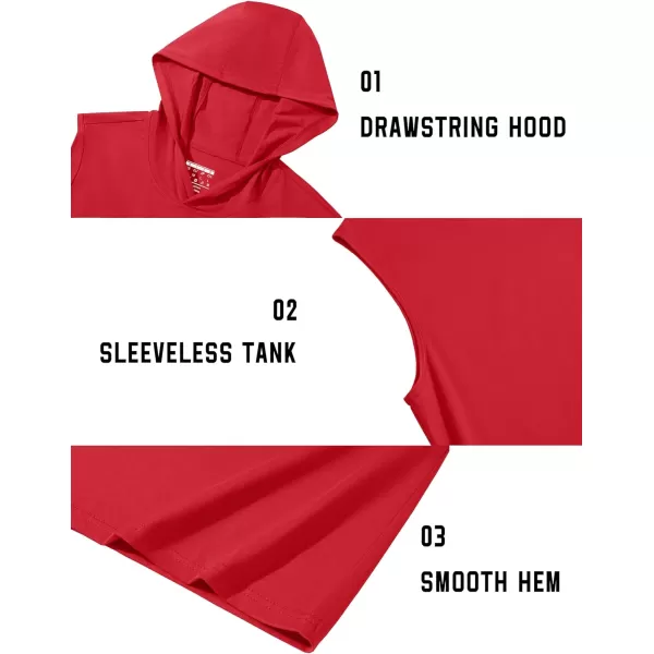 TACVASEN Men's Workout Hooded Tank Tops Sleeveless Gym Muscle Hoodies Sleeveless Lightweight Summer T Shirts