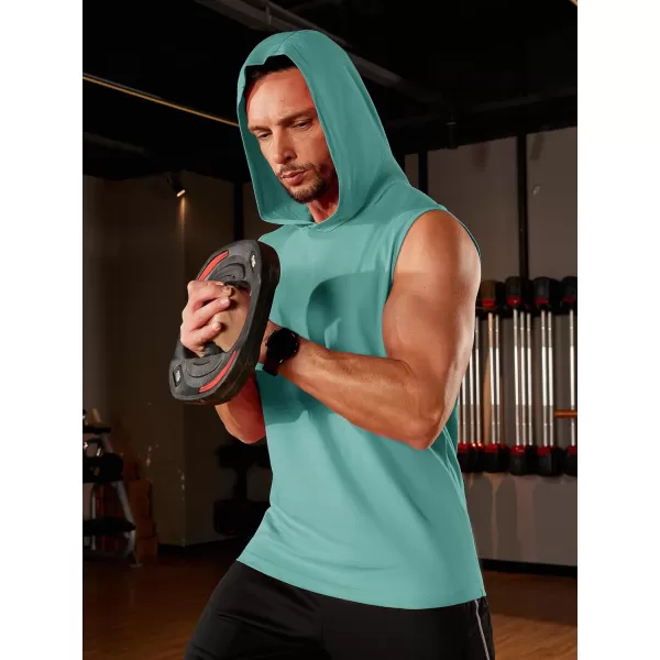 TACVASEN Men's Workout Hooded Tank Tops Sleeveless Gym Muscle Hoodies Sleeveless Lightweight Summer T Shirts