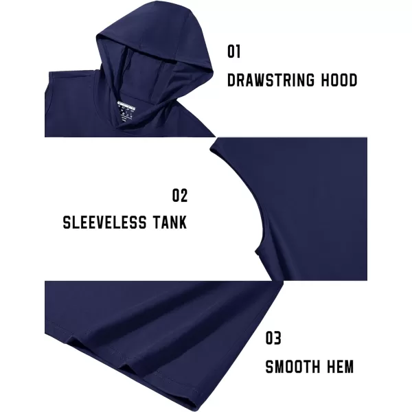 TACVASEN Men's Workout Hooded Tank Tops Sleeveless Gym Muscle Hoodies Sleeveless Lightweight Summer T Shirts
