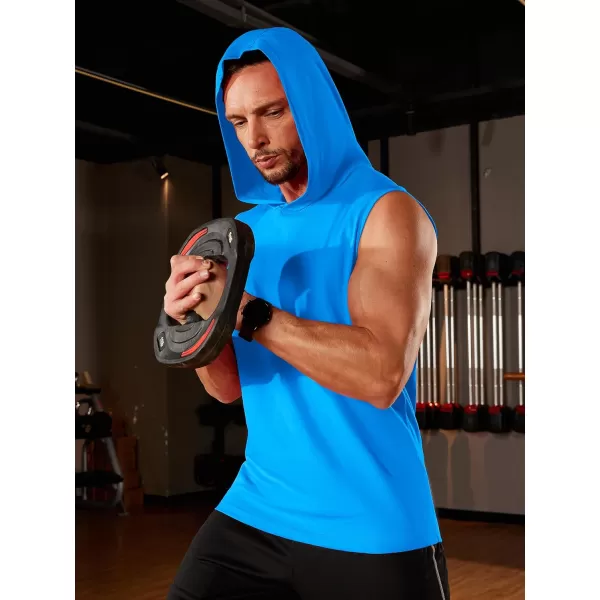 TACVASEN Men's Workout Hooded Tank Tops Sleeveless Gym Muscle Hoodies Sleeveless Lightweight Summer T Shirts