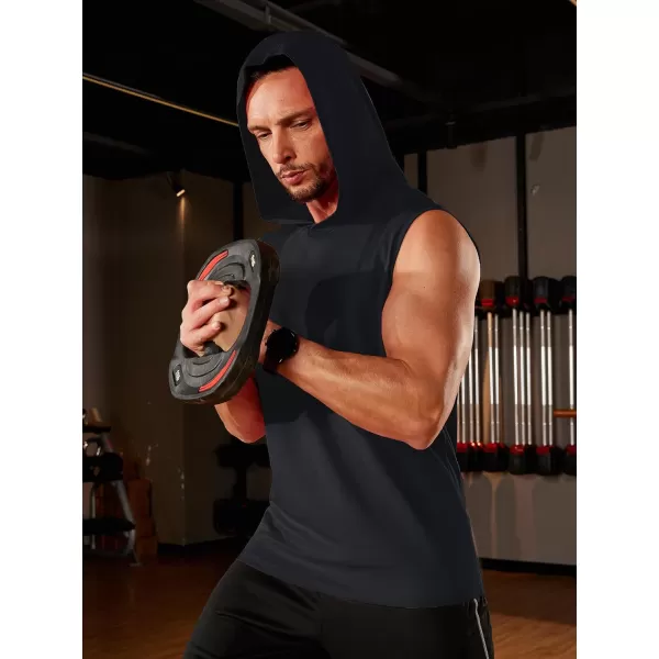 TACVASEN Men's Workout Hooded Tank Tops Sleeveless Gym Muscle Hoodies Sleeveless Lightweight Summer T Shirts