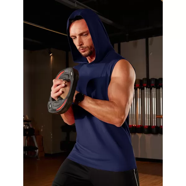 TACVASEN Men's Workout Hooded Tank Tops Sleeveless Gym Muscle Hoodies Sleeveless Lightweight Summer T Shirts