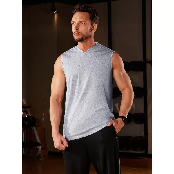 TACVASEN Men's Workout Hooded Tank Tops Sleeveless Gym Muscle Hoodies Sleeveless Lightweight Summer T Shirts