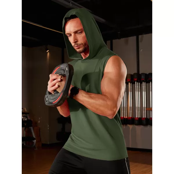 TACVASEN Men's Workout Hooded Tank Tops Sleeveless Gym Muscle Hoodies Sleeveless Lightweight Summer T Shirts